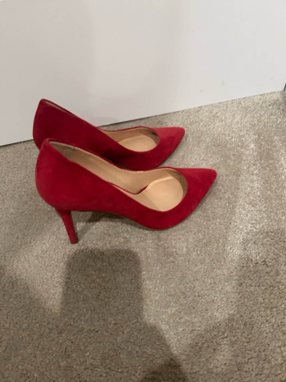 Jessica Simpson Red Suede Pointed-Toe Pumps Heels Size 7